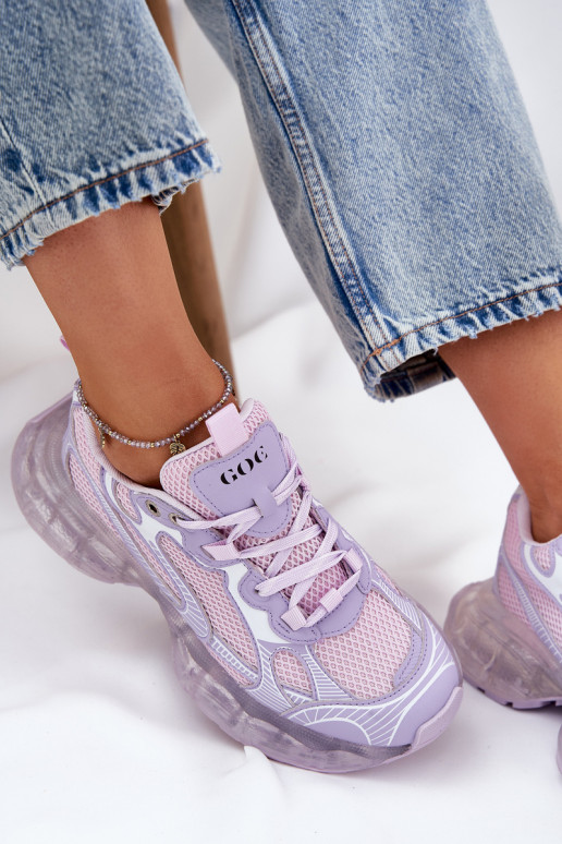 Women's Leather Sneakers GOE RR2N4081 Purple Women's Leather Sneakers GOE RR2N4081 Purple