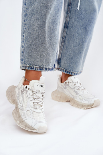 Skórzane Sneakersy Damskie GOE RR2N4083 Beżowe