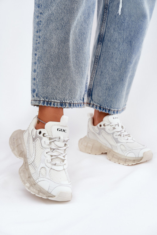 Skórzane Sneakersy Damskie GOE RR2N4083 Beżowe