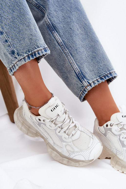 Skórzane Sneakersy Damskie GOE RR2N4083 Beżowe