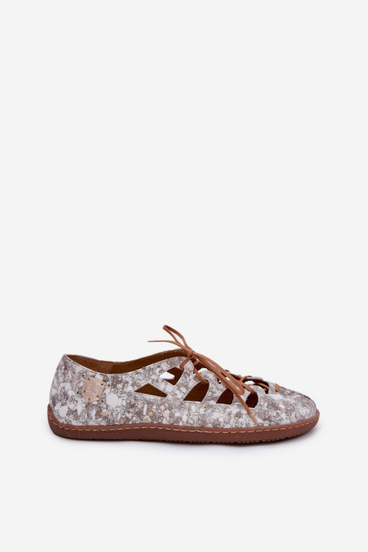 Leather Ballerinas With Cutouts Maciejka 06835-25/00-1 Golden Leather Ballerinas With Cutouts Maciejka 06835-25/00-1 Golden
