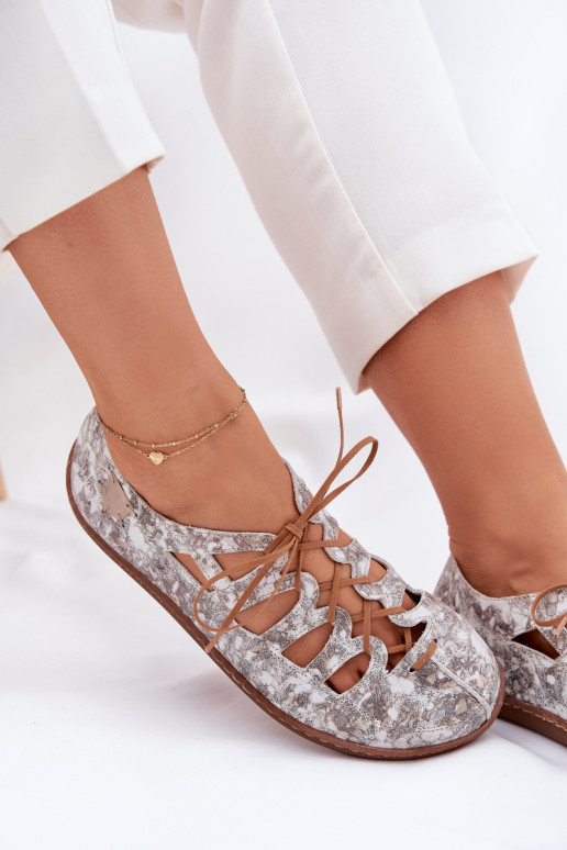 Leather Ballerinas With Cutouts Maciejka 06835-25/00-1 Golden Leather Ballerinas With Cutouts Maciejka 06835-25/00-1 Golden