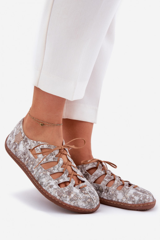 Leather Ballerinas With Cutouts Maciejka 06835-25/00-1 Golden Leather Ballerinas With Cutouts Maciejka 06835-25/00-1 Golden
