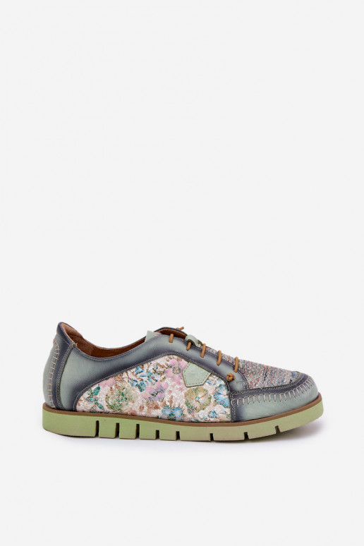 Leather Ladies Shoes Patterned Maciejka 06784-09 Green Leather Ladies Shoes Patterned Maciejka 06784-09 Green