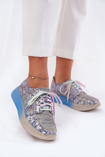 Women's Leather Sneakers Loafers On Platform Maciejka 06776A-06 Blue 2