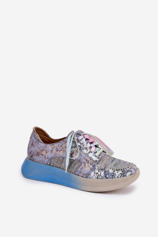 Women's Leather Sneakers Loafers On Platform Maciejka 06776A-06 Blue Women's Leather Sneakers Loafers On Platform Maciejka 06776A-06 Blue