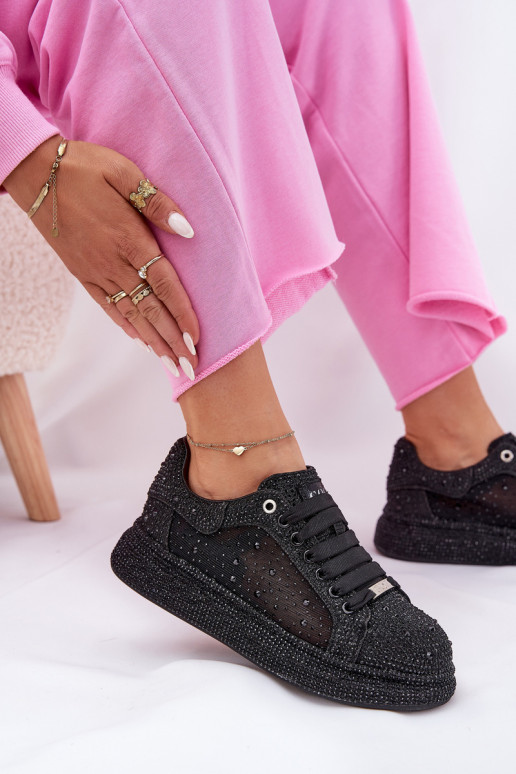 Zdobione Sneakersy Na Platformie GOE NN2N4021 Czarne