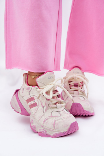 Skórzane Sneakersy Damskie GOE RR2N4038 Różowe