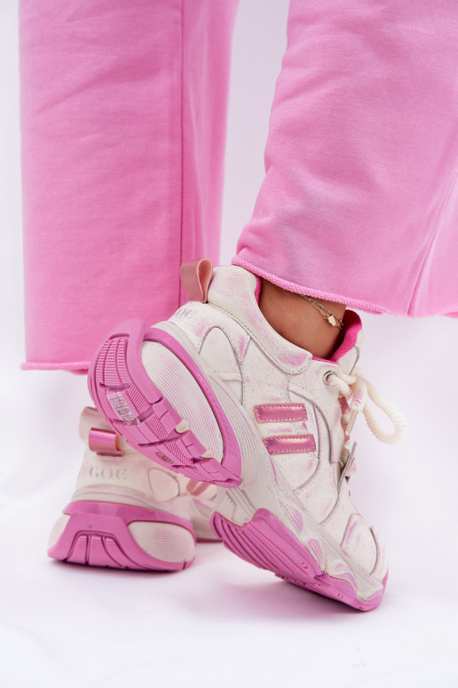 Skórzane Sneakersy Damskie GOE RR2N4038 Różowe
