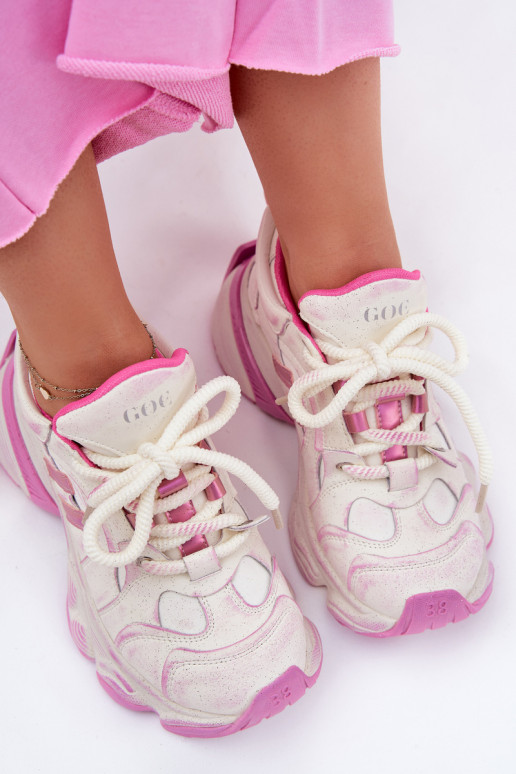 Women's Leather Sneakers GOE RR2N4038 Pink Women's Leather Sneakers GOE RR2N4038 Pink