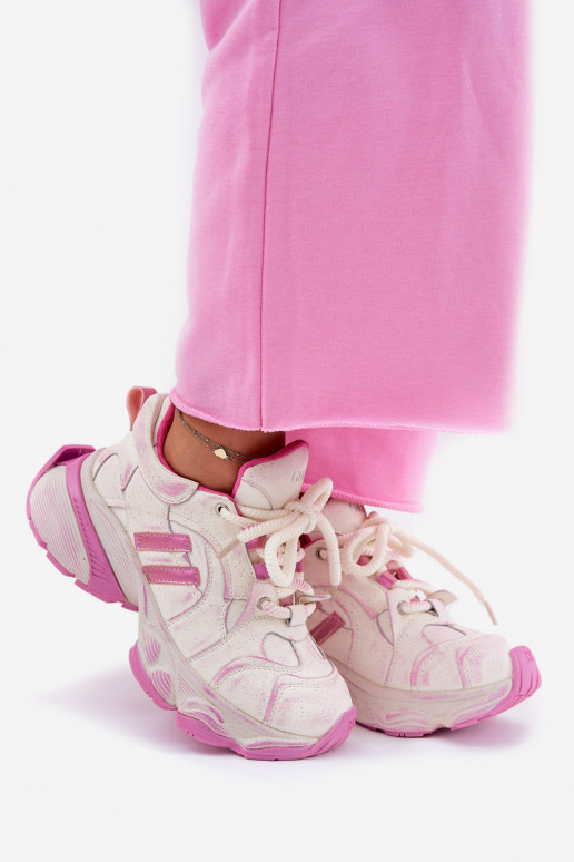 Women's Leather Sneakers GOE RR2N4038 Pink Women's Leather Sneakers GOE RR2N4038 Pink