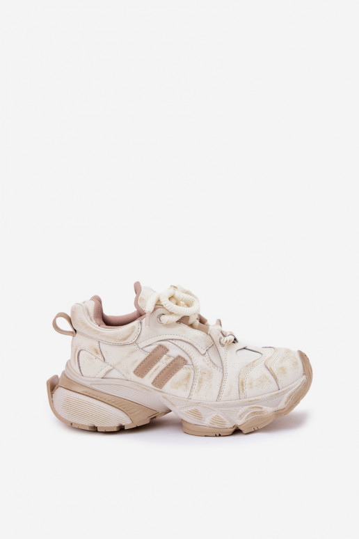 Women's Leather Sneakers GOE RR2N4037 Beige Women's Leather Sneakers GOE RR2N4037 Beige