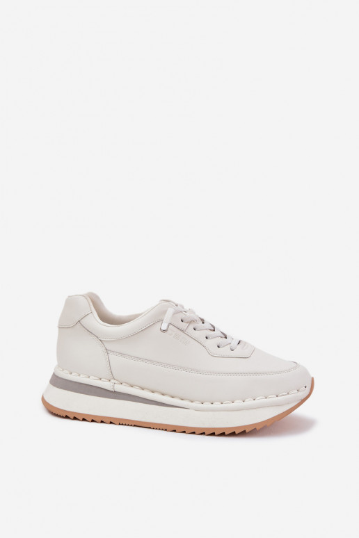 Ladies Leather Sneakers On A Platform Big Star RR274A333 White Ladies Leather Sneakers On A Platform Big Star RR274A333 White