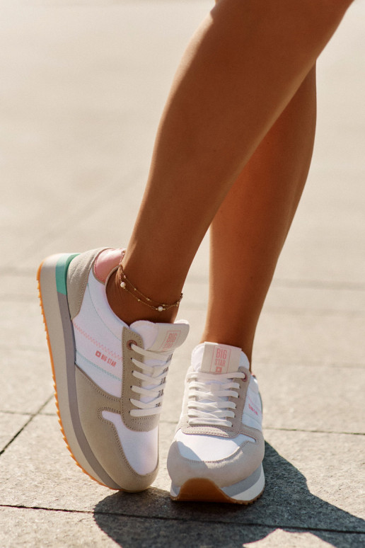 Suede Women's Sneakers Big Star RR274A047 HI-POLY SYSTEM Beige-White Suede Women's Sneakers Big Star RR274A047 HI-POLY SYSTEM Beige-White