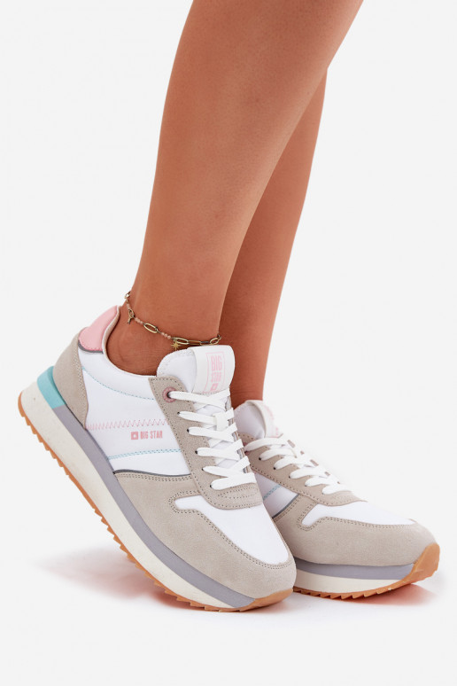 Suede Women's Sneakers Big Star RR274A047 HI-POLY SYSTEM Beige-White Suede Women's Sneakers Big Star RR274A047 HI-POLY SYSTEM Beige-White