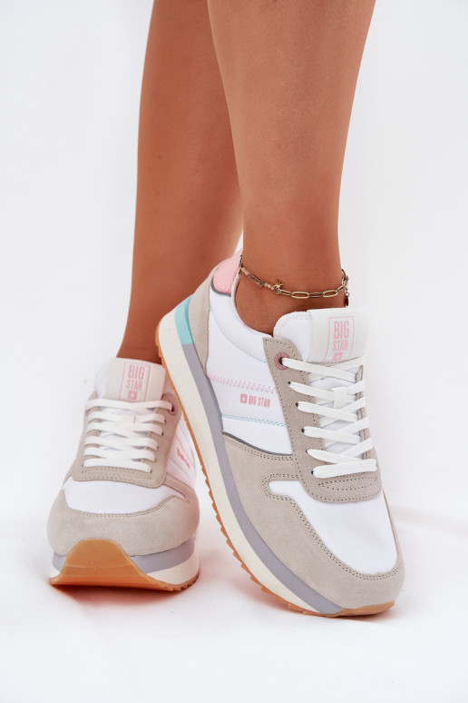 Suede Women's Sneakers Big Star RR274A047 HI-POLY SYSTEM Beige-White Suede Women's Sneakers Big Star RR274A047 HI-POLY SYSTEM Beige-White