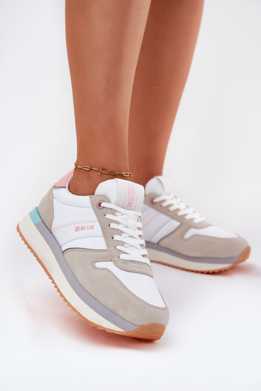 Suede Women's Sneakers Big Star RR274A047 HI-POLY SYSTEM Beige-White Suede Women's Sneakers Big Star RR274A047 HI-POLY SYSTEM Beige-White