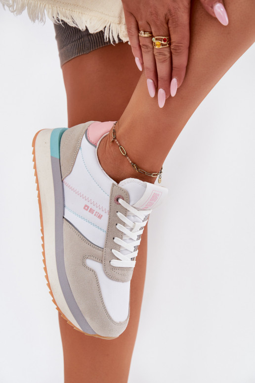 Suede Women's Sneakers Big Star RR274A047 HI-POLY SYSTEM Beige-White Suede Women's Sneakers Big Star RR274A047 HI-POLY SYSTEM Beige-White