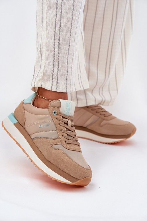 Women Suede Sneakers Big Star RR274A048 HI-POLY SYSTEM Dark Beige Women Suede Sneakers Big Star RR274A048 HI-POLY SYSTEM Dark Beige