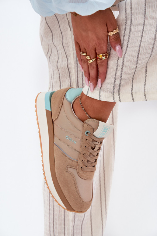 Zamszowe Sneakersy Damskie Big Star RR274A048 HI-POLY SYSTEM Ciemnobeżowe
