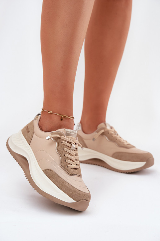 Women Suede Sneakers On Platform Big Star RR274A345 HI-POLY SYSTEM Dark Beige Women Suede Sneakers On Platform Big Star RR274A345 HI-POLY SYSTEM Dark Beige