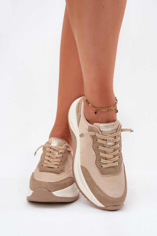 Women Suede Sneakers On Platform Big Star RR274A345 HI-POLY SYSTEM Dark Beige Women Suede Sneakers On Platform Big Star RR274A345 HI-POLY SYSTEM Dark Beige