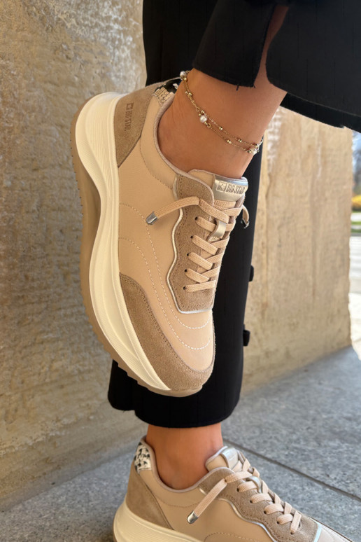 Women Suede Sneakers On Platform Big Star RR274A345 HI-POLY SYSTEM Dark Beige Women Suede Sneakers On Platform Big Star RR274A345 HI-POLY SYSTEM Dark Beige