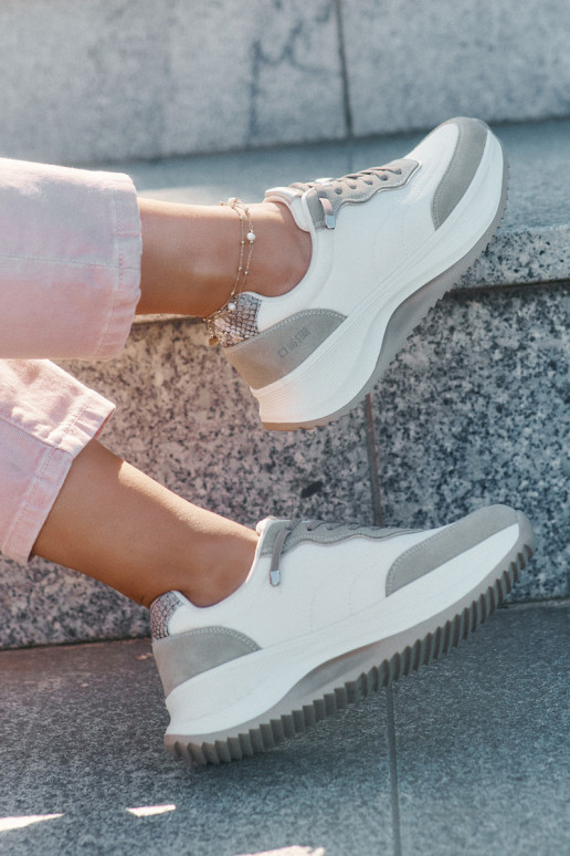 Women Suede Sneakers On Platform Big Star RR274A344 HI-POLY SYSTEM Beige