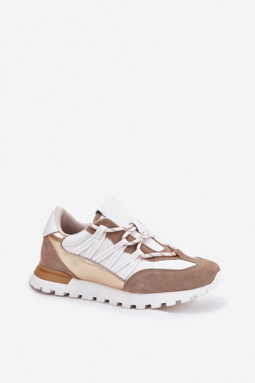 Leather Half Shoes Sneakers Women Artiker 56C1738 Beige-Gold Leather Half Shoes Sneakers Women Artiker 56C1738 Beige-Gold