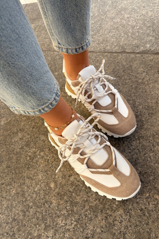 Leather Half Shoes Sneakers Women Artiker 56C1738 Beige-Gold Leather Half Shoes Sneakers Women Artiker 56C1738 Beige-Gold