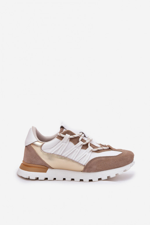 Leather Half Shoes Sneakers Women Artiker 56C1738 Beige-Gold Leather Half Shoes Sneakers Women Artiker 56C1738 Beige-Gold