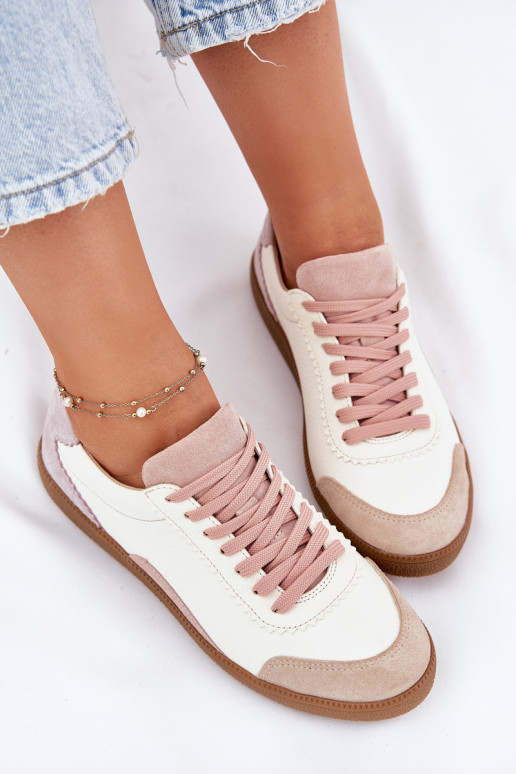 Ladies Leather Sneakers Zazoo N1220 White