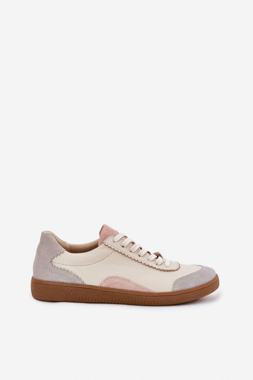 Women's Leather Sneakers Zazoo N1220 Beige