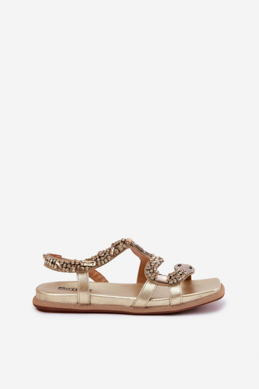 Women Sandals With Decoration Snake Eco Leather Artiker 56C1362 Golden Women Sandals With Decoration Snake Eco Leather Artiker 56C1362 Golden