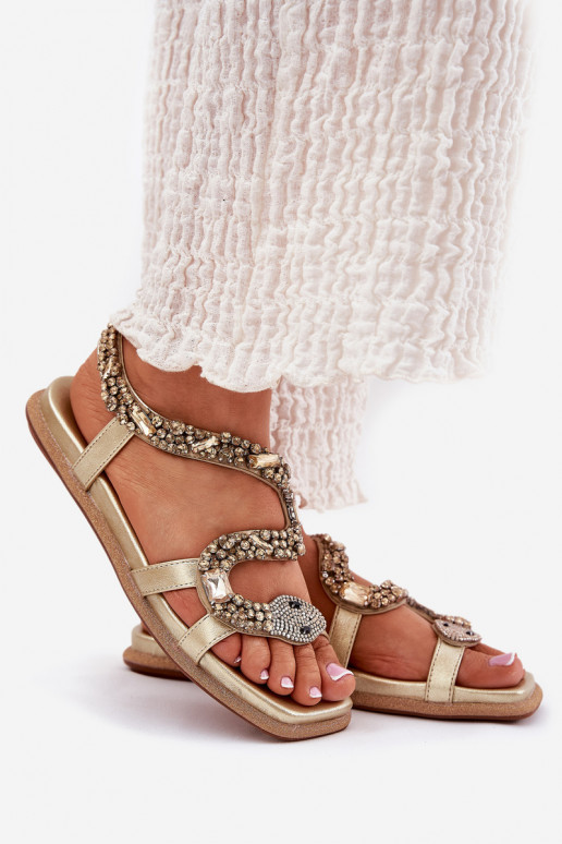 Women Sandals With Decoration Snake Eco Leather Artiker 56C1362 Golden Women Sandals With Decoration Snake Eco Leather Artiker 56C1362 Golden