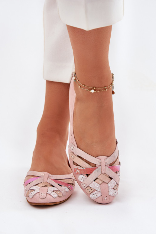Ladies Leather Ballet Flats Maciejka 01358-51 Pink Ladies Leather Ballet Flats Maciejka 01358-51 Pink