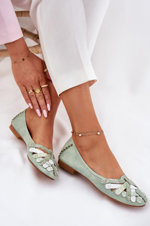 Ladies Leather Ballet Flats Maciejka 01358-50 Mint Ladies Leather Ballet Flats Maciejka 01358-50 Mint