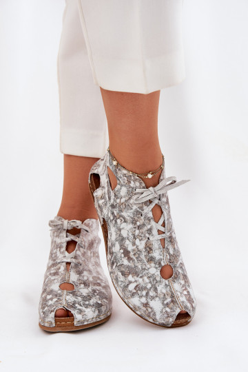 Patterned Leather Ankle Boots Maciejka 03426-46 White-Beige 2