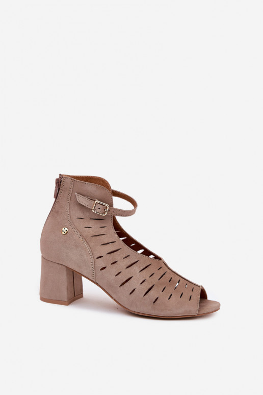 Women's Suede Ankle Boots On Heel Maciejka Dark Beige 06893-10