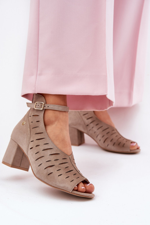 Women's Suede Ankle Boots On Heel Maciejka Dark Beige 06893-10