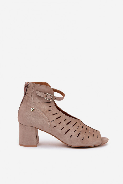 Women's Suede Ankle Boots On Heel Maciejka Dark Beige 06893-10