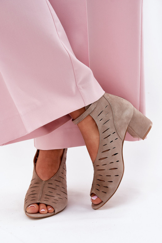 Women's Suede Ankle Boots On Heel Maciejka Dark Beige 06893-10