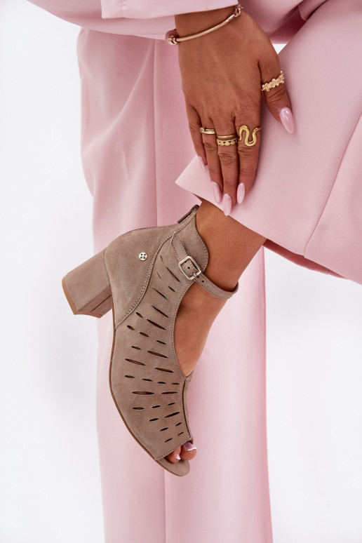 Women's Suede Ankle Boots On Heel Maciejka Dark Beige 06893-10