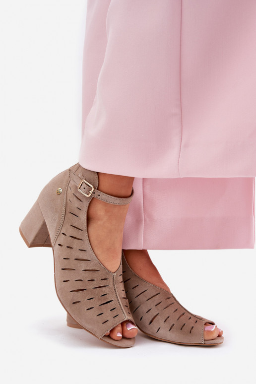 Women's Suede Ankle Boots On Heel Maciejka Dark Beige 06893-10