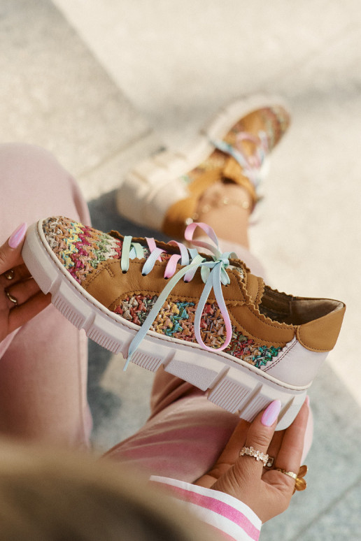 Damskie Skórzane Półbuty Maciejka 05850-29 Multikolor