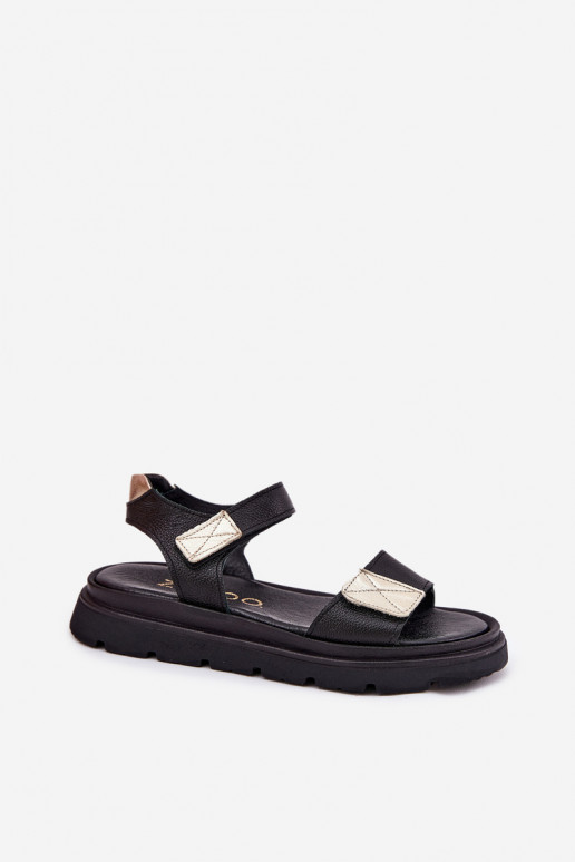 Leather Women's Platform Sandals Zazoo 40443 Black Leather Women's Platform Sandals Zazoo 40443 Black