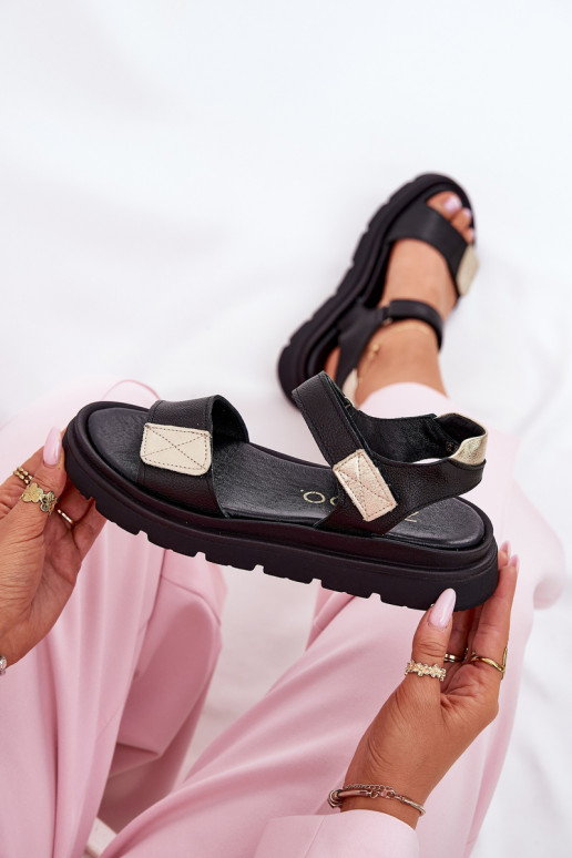 Leather Women's Platform Sandals Zazoo 40443 Black Leather Women's Platform Sandals Zazoo 40443 Black