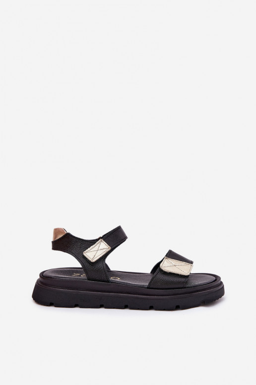 Leather Women's Platform Sandals Zazoo 40443 Black Leather Women's Platform Sandals Zazoo 40443 Black
