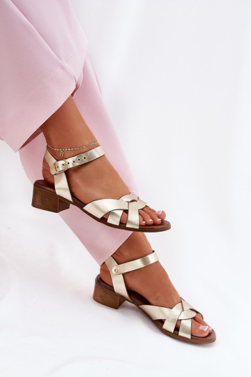 Leather sandals on a delicate heel Zazoo 40372 gold