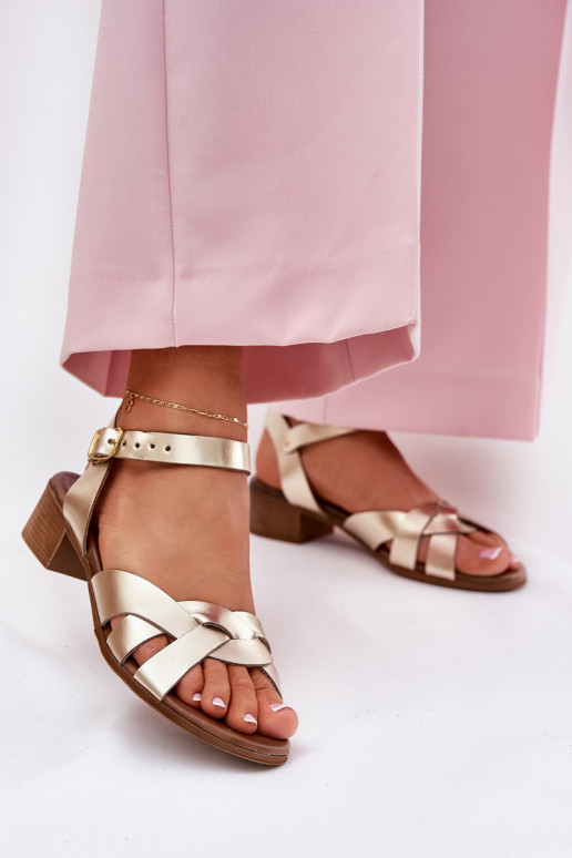 Leather sandals on a delicate heel Zazoo 40372 gold Leather sandals on a delicate heel Zazoo 40372 gold